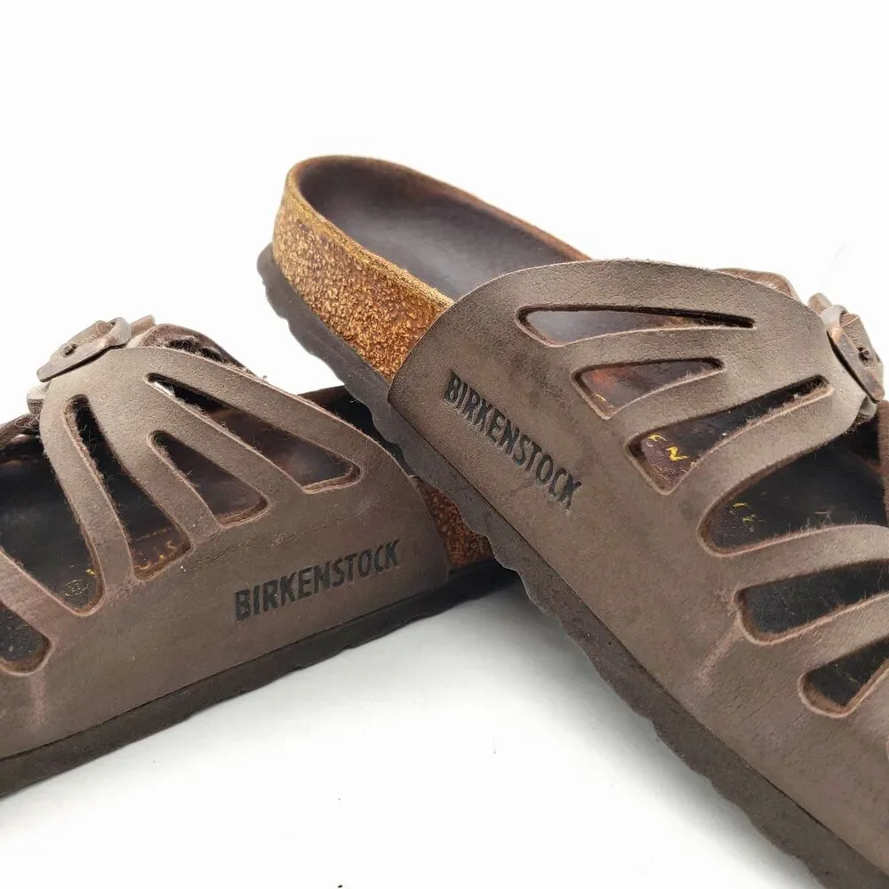 Birkenstock Women Granada Soft Footbed Brown Leather Sandals Size 38 US 7 Narrow